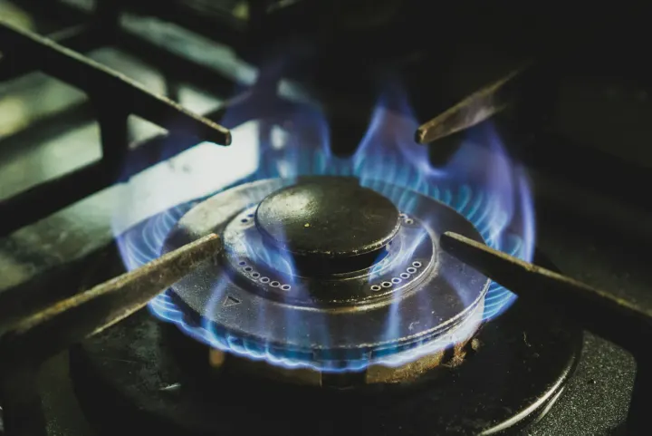 Black and white gas stove