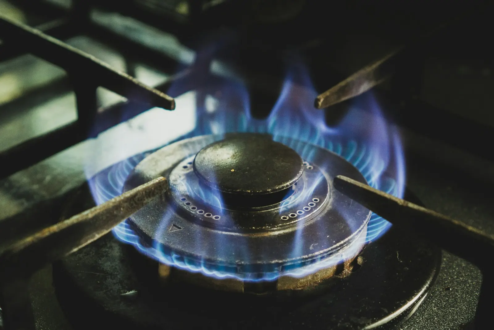Black and white gas stove
